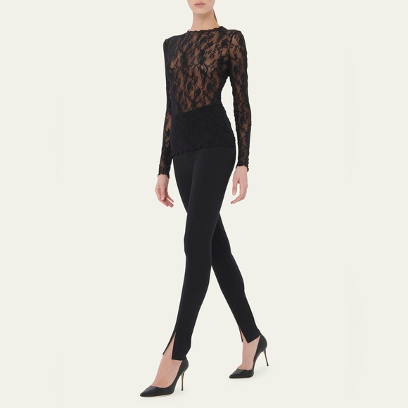 WOLFORD Midnight Grace Leggings - Front Slit Hem in Solid Black - Picture 7 of 10